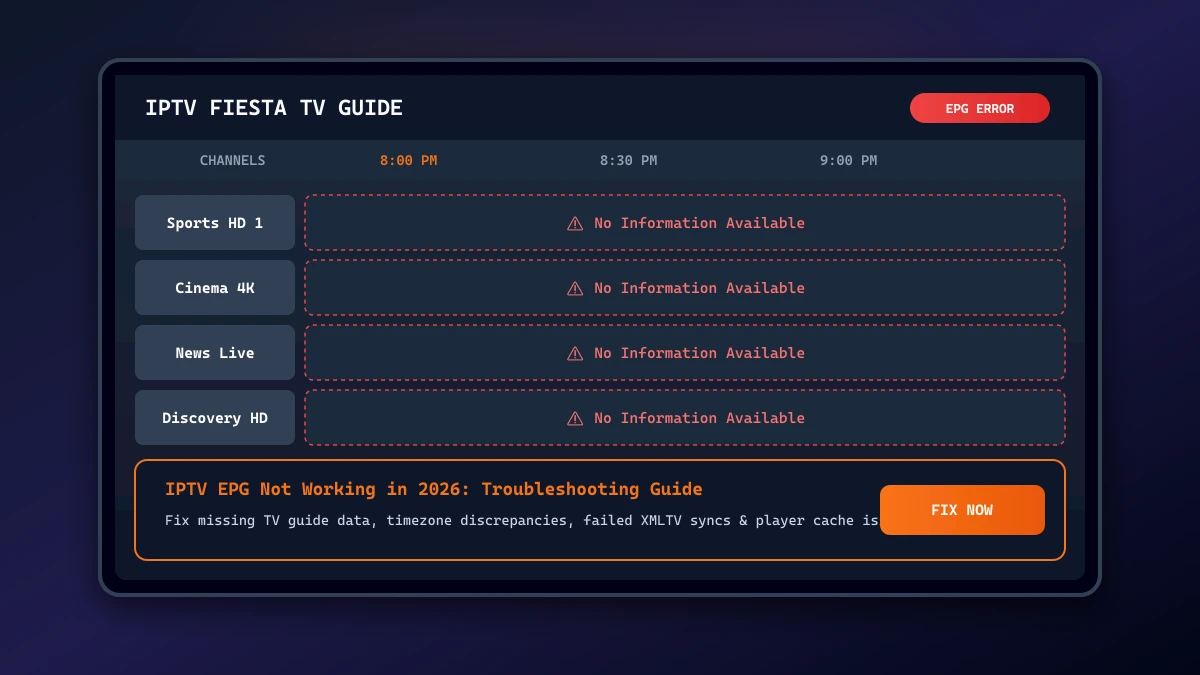 IPTV EPG Not Working in 2026: Causes, Fixes and How to Get the TV Guide Back