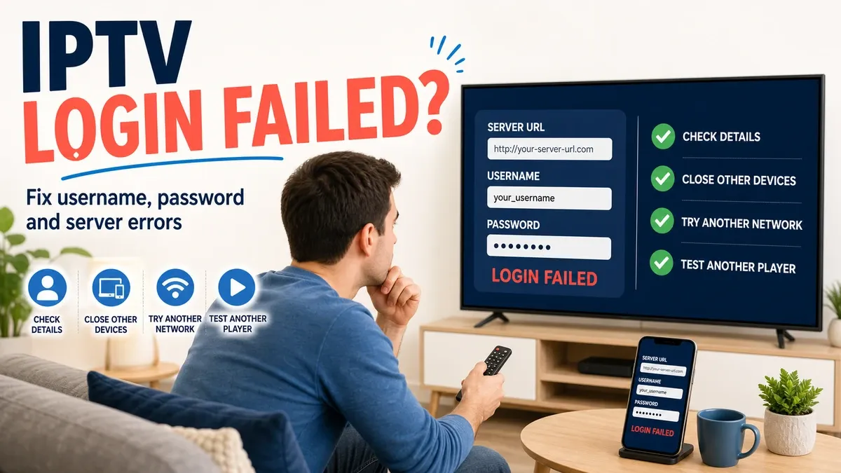 IPTV Login Failed: Username, Password and Server URL Fixes
